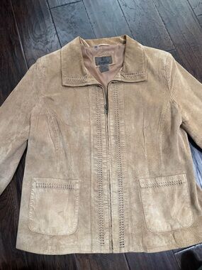 The Limited Tan Suede Zip-Front leather Jacket